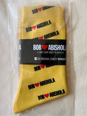 Bob ♥ Abishola Branded Socks CBS TV Show Yellow Promo Socks New in Package